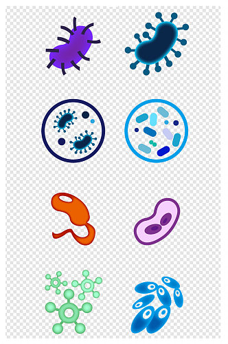 卡通手绘细菌细胞病毒元素素材