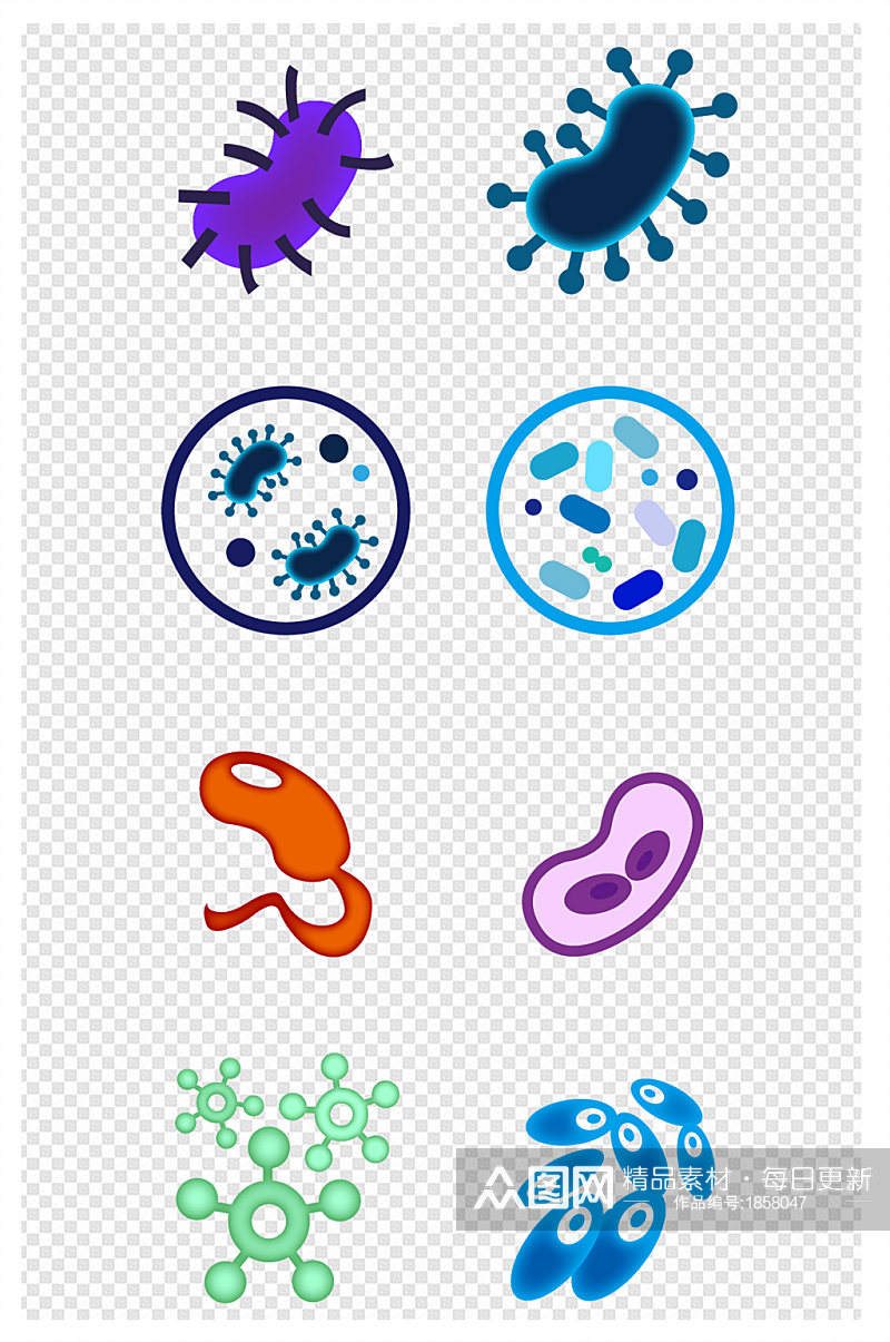 卡通手绘细菌细胞病毒元素素材素材