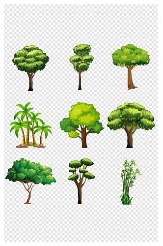 树卡通各种种类树林树木