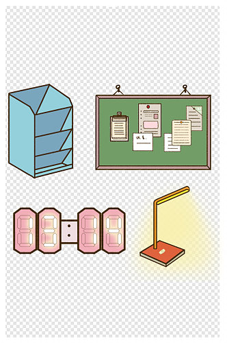 手绘卡通桌面文具