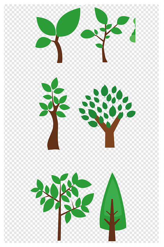 春天树苗树植树节绿树卡通树手绘元素