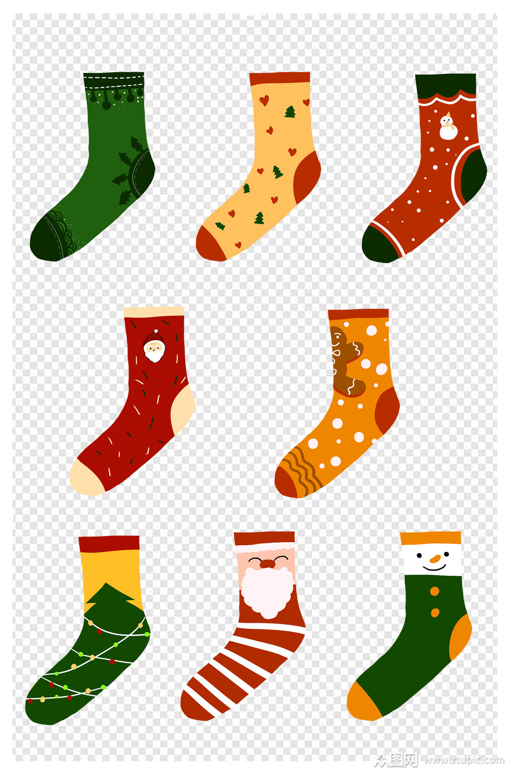 卡通可爱圣诞节手绘圣诞袜素材