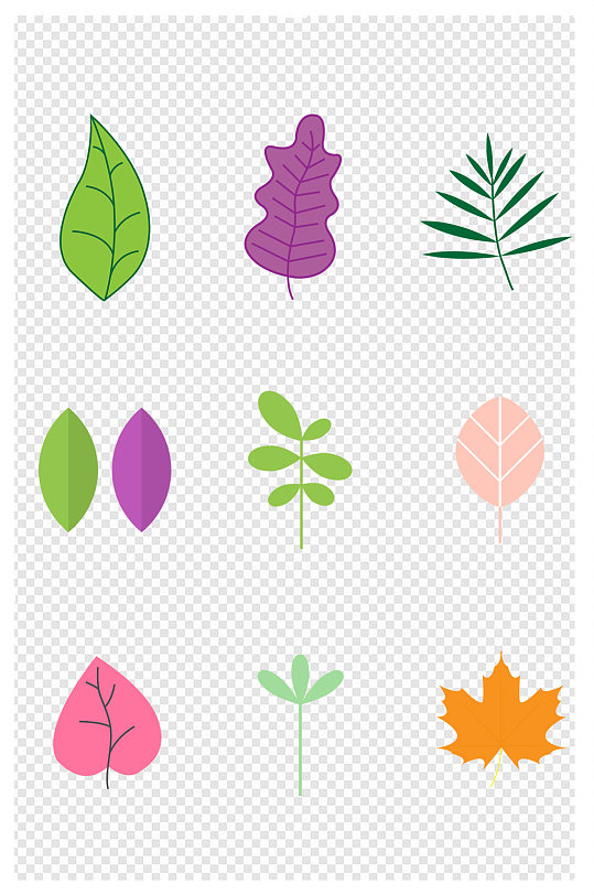 树叶元素卡通图片-树叶元素卡通素材下载-众图网