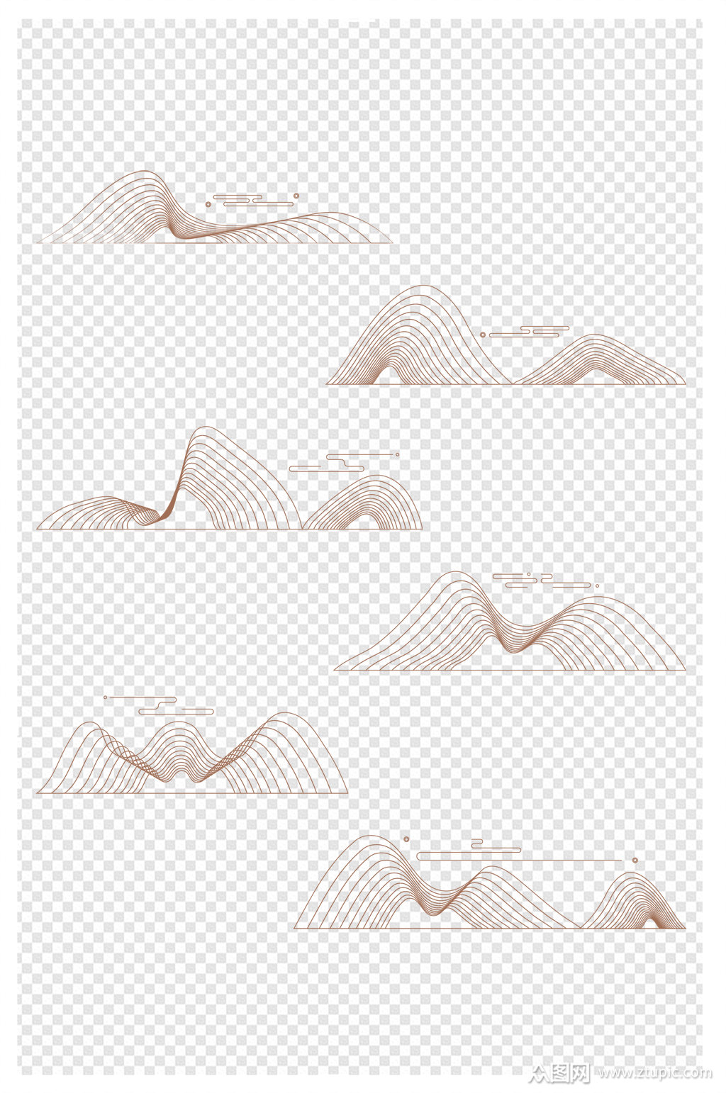 中式元素中国风山纹云纹线条装饰素材