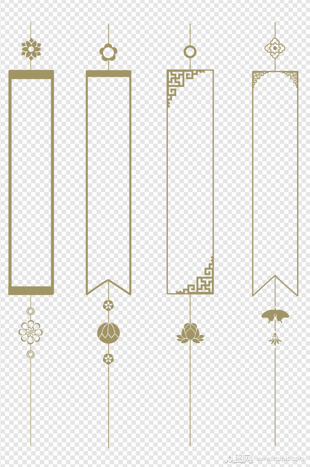 古典花型竖排纹理边框标题框