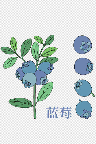 手绘卡通新鲜水果蓝莓植物美食素材