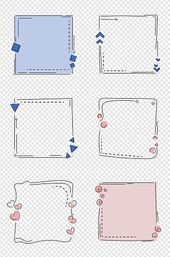 手绘涂鸦不规则装饰边框标题框文本框内容框