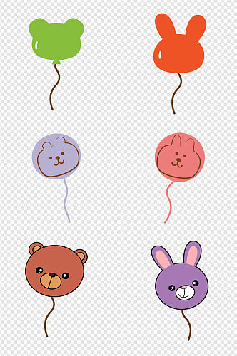 六一手绘儿童气球装饰图案生日节日元素