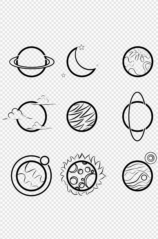 小行星卡通月球星球图