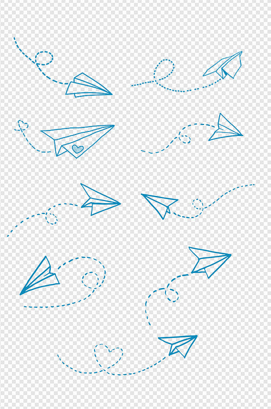 纸飞机折纸飞机手绘卡通插画免抠图飞机童年