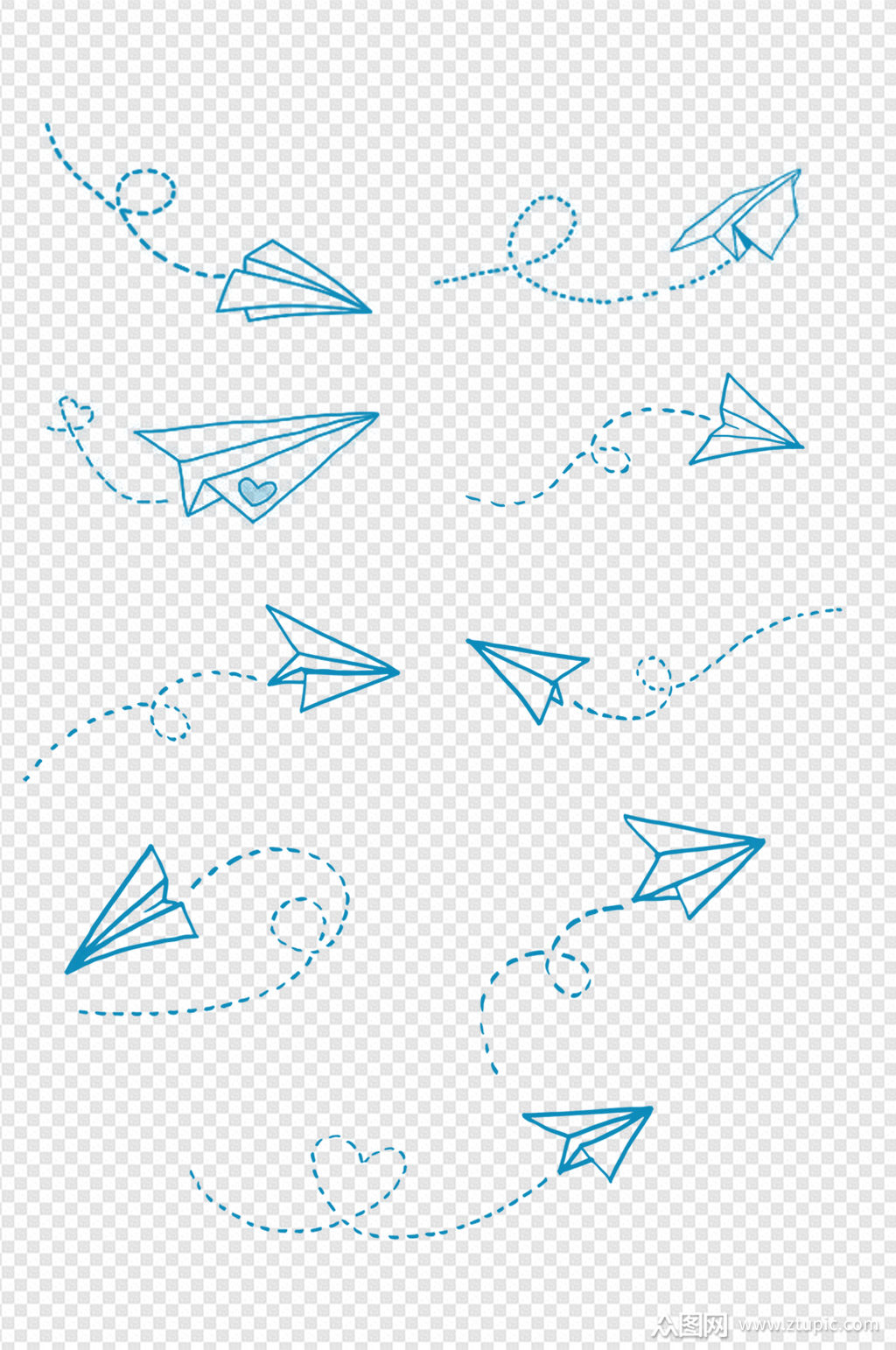 纸飞机折纸飞机手绘卡通插画免抠图飞机童年