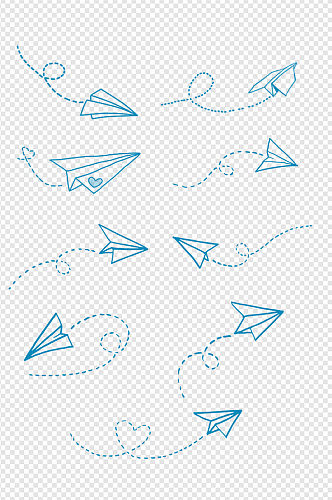纸飞机折纸飞机手绘卡通插画免抠图飞机童年