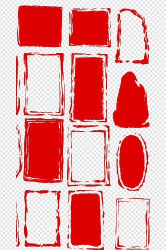 中国风古典红色印章边框 元素