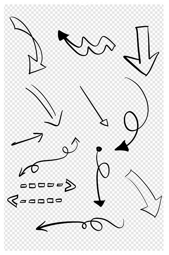 卡通手绘涂鸦箭头元素线条简笔画