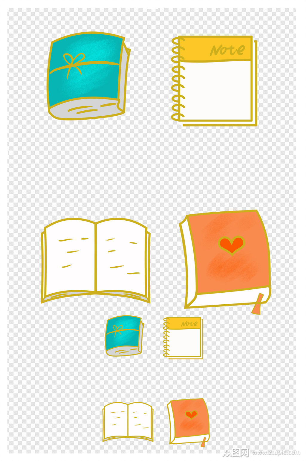 可爱手绘小元素之书本篇素材