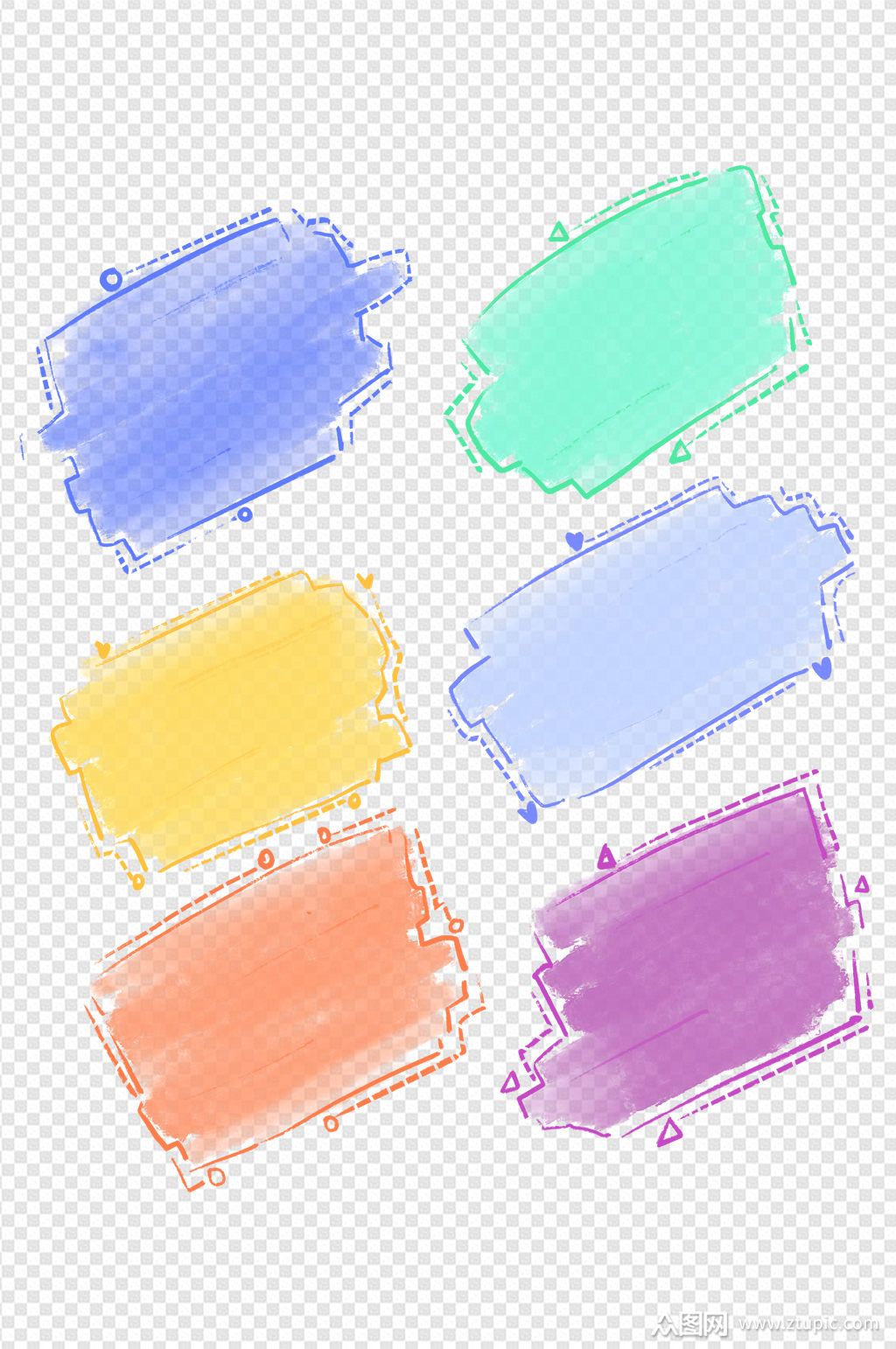 彩虹色对话框文本框涂鸦框装饰边框内容框