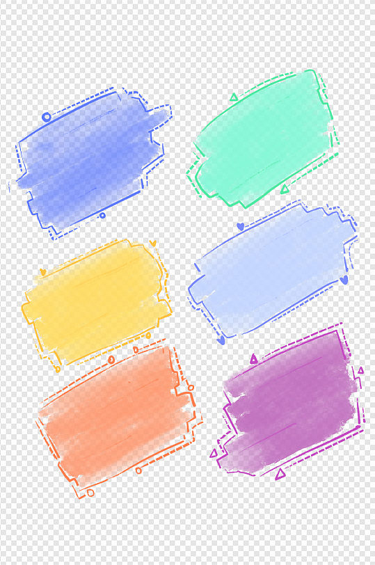 彩虹色对话框文本框涂鸦框装饰边框内容框