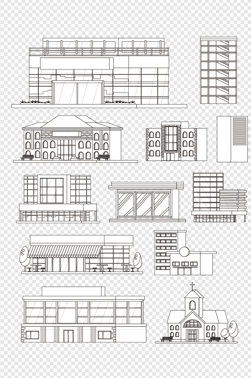 建筑排版模板手绘图片