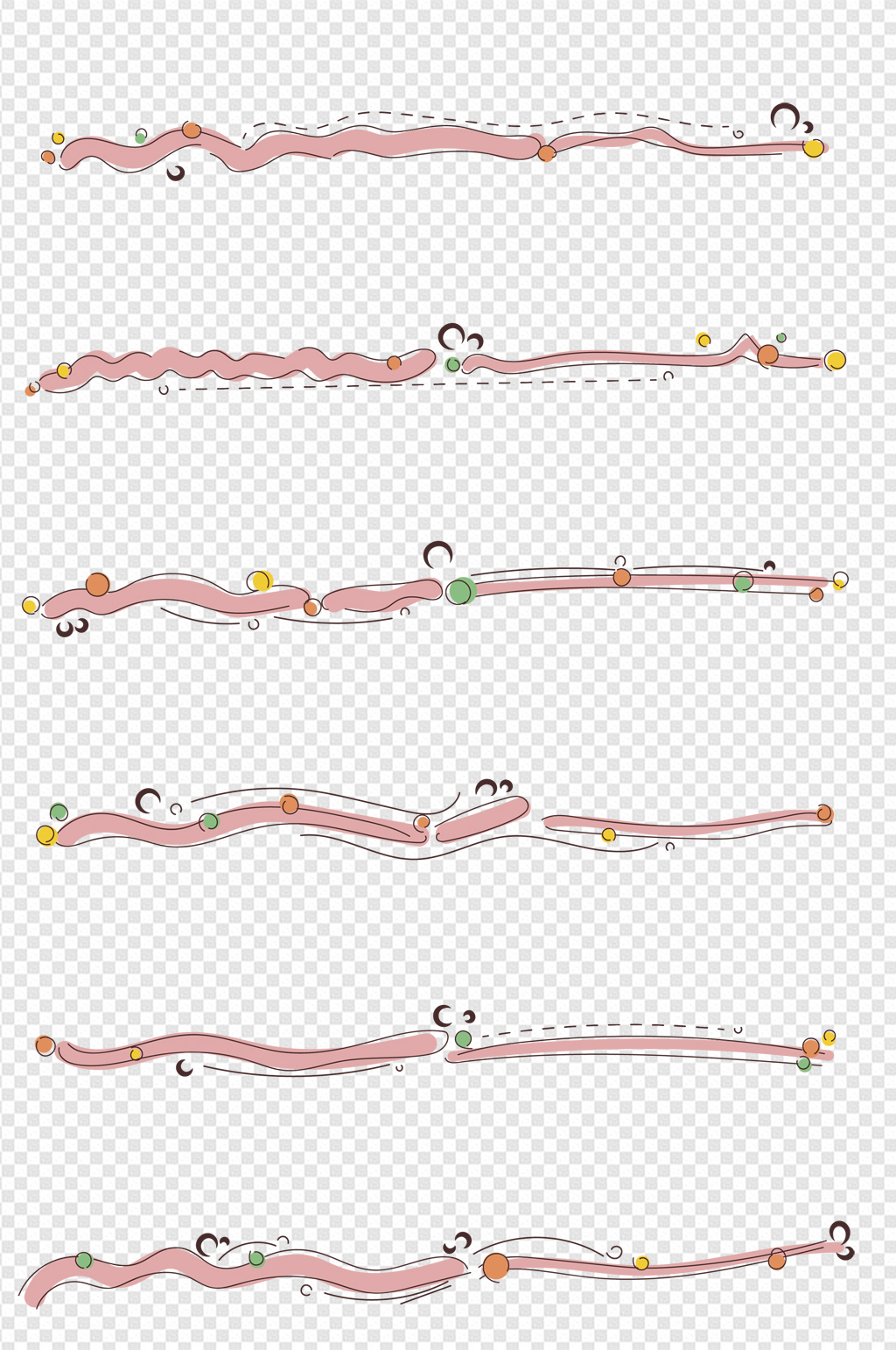 手绘涂鸦卡通线条线段分割线矢量素材模板下载