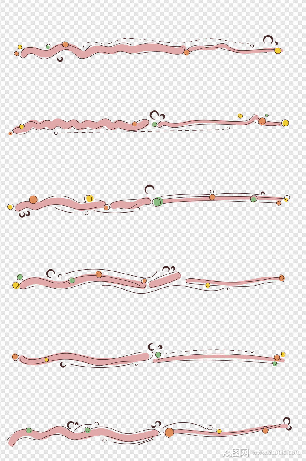 手绘涂鸦卡通线条线段分割线矢量素材