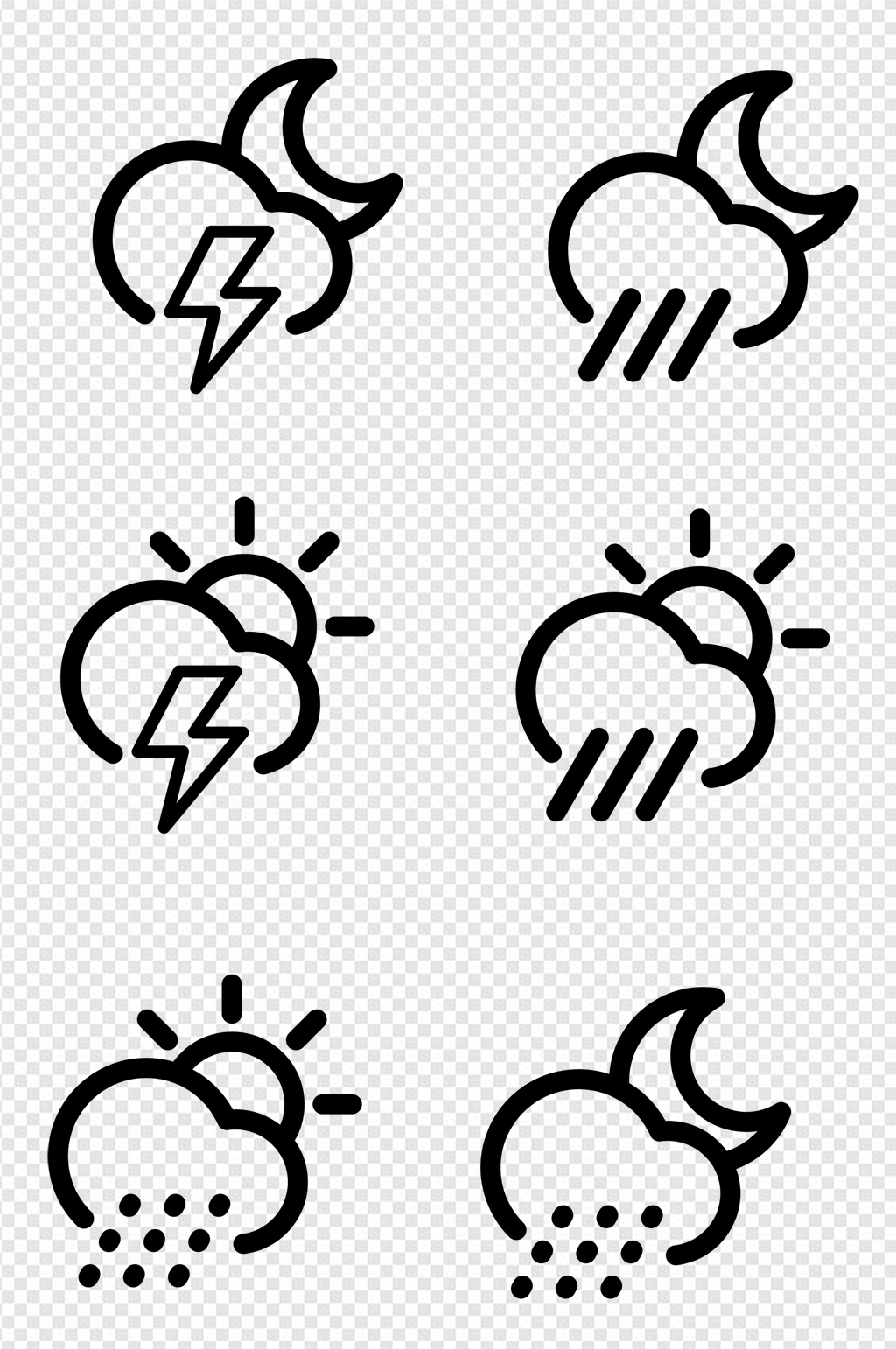 天氣預(yù)報雷雨天氣設(shè)計元素素材