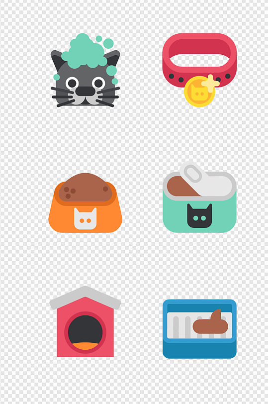 宠物店猫咪猫粮玩具元素图标