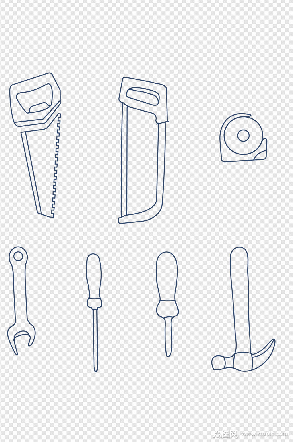 工具维修工具工具小图标线稿