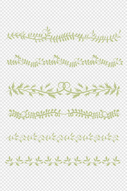 绿色植物叶子花边边框花纹文本分割线
