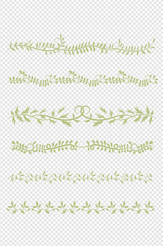 绿色植物叶子花边边框花纹文本分割线