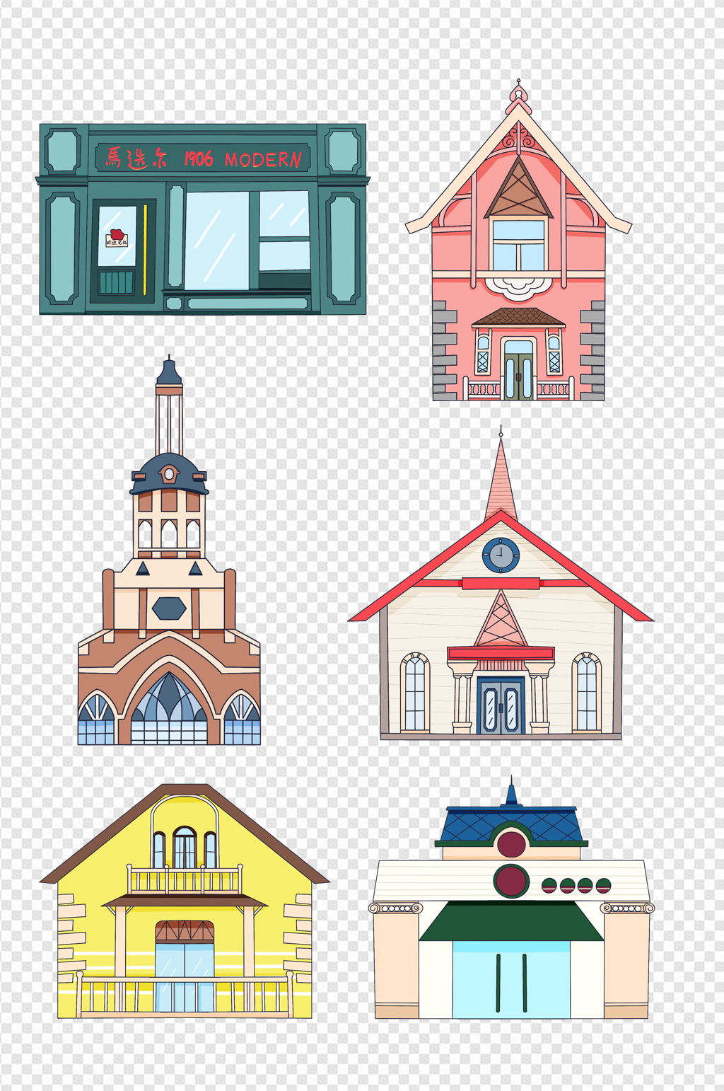哈尔滨建筑卡通手绘