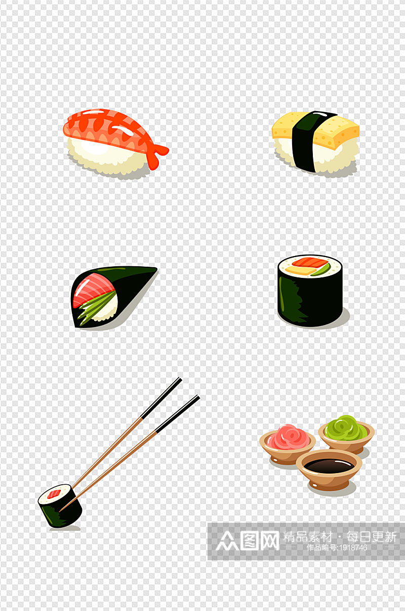 日式海鲜寿司料理素材