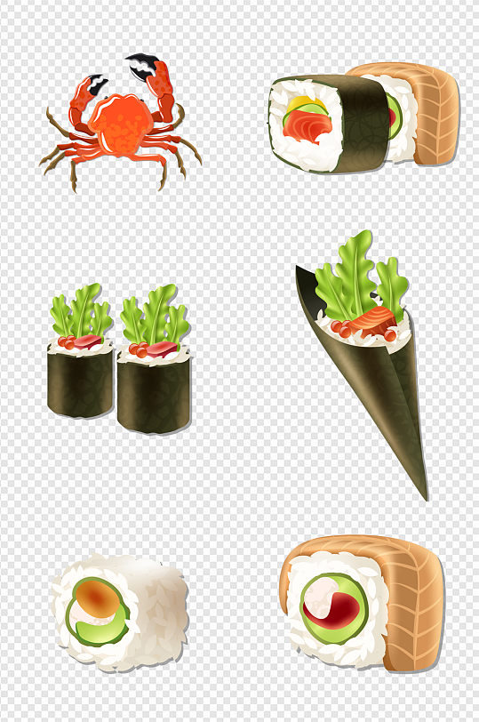 日式海鲜寿司料理螃蟹