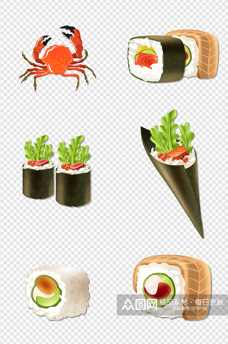 日式海鲜寿司料理螃蟹素材