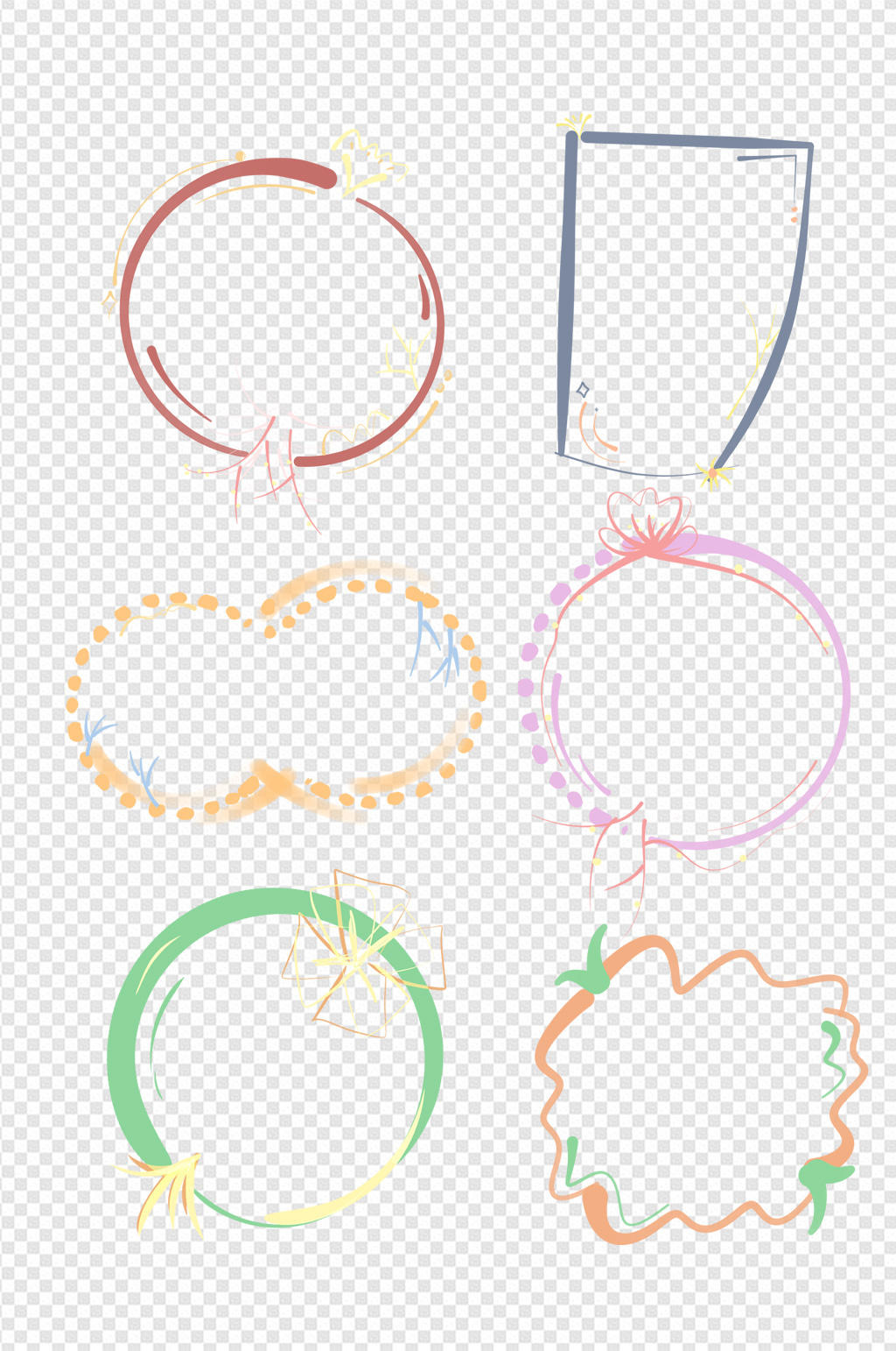 文本框手绘花朵对话框气泡古风边框装饰元素