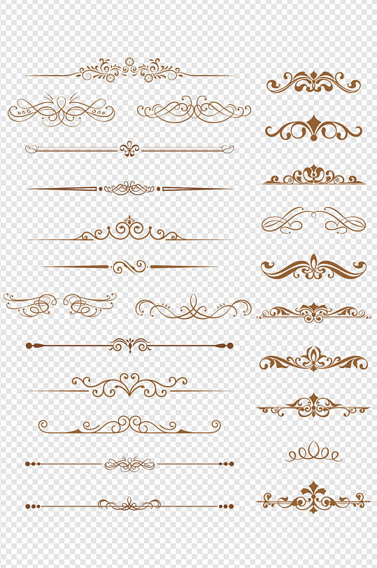 大气简约古典欧式艺术线型花纹边框分割线