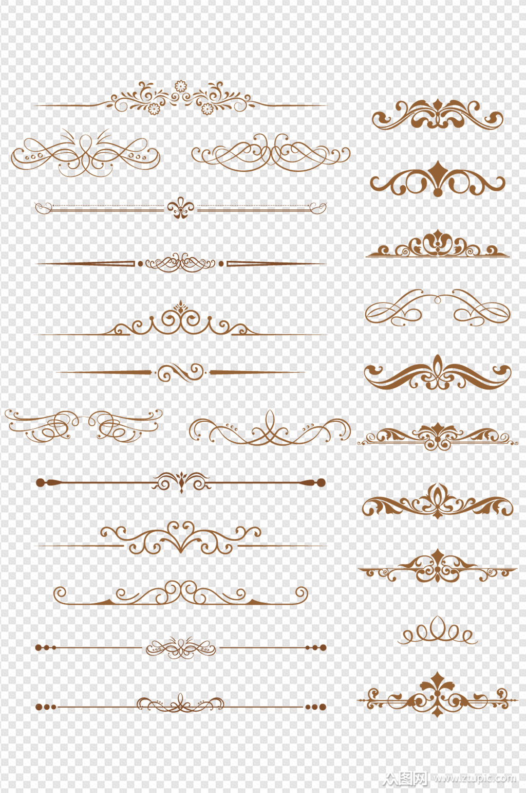 大气简约古典欧式艺术线型花纹边框分割线素材
