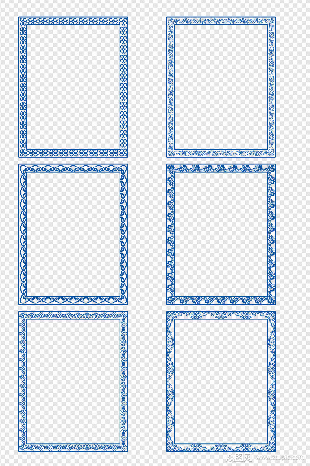 中式边框中国风古典纹样花纹文案框青花