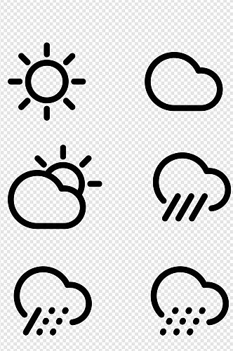 剪影太阳大雨天气预报元素设计