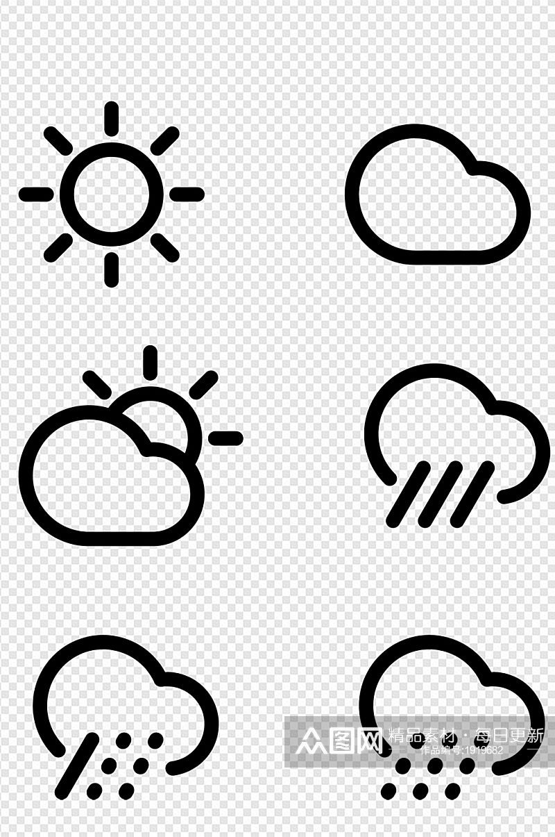 剪影太阳大雨天气预报元素设计素材