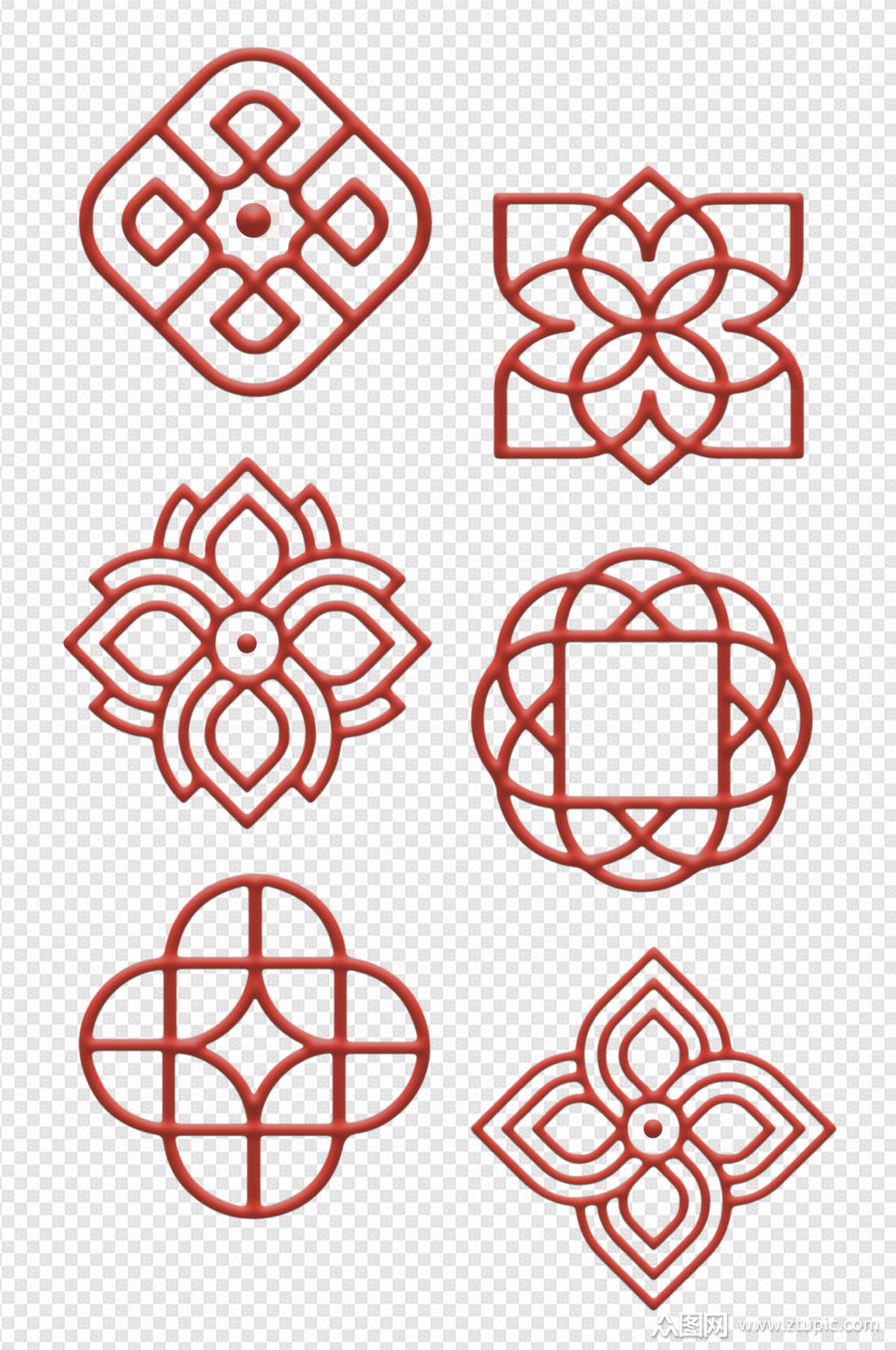 喜庆中国风红立体纹样装饰插画背景元素素材