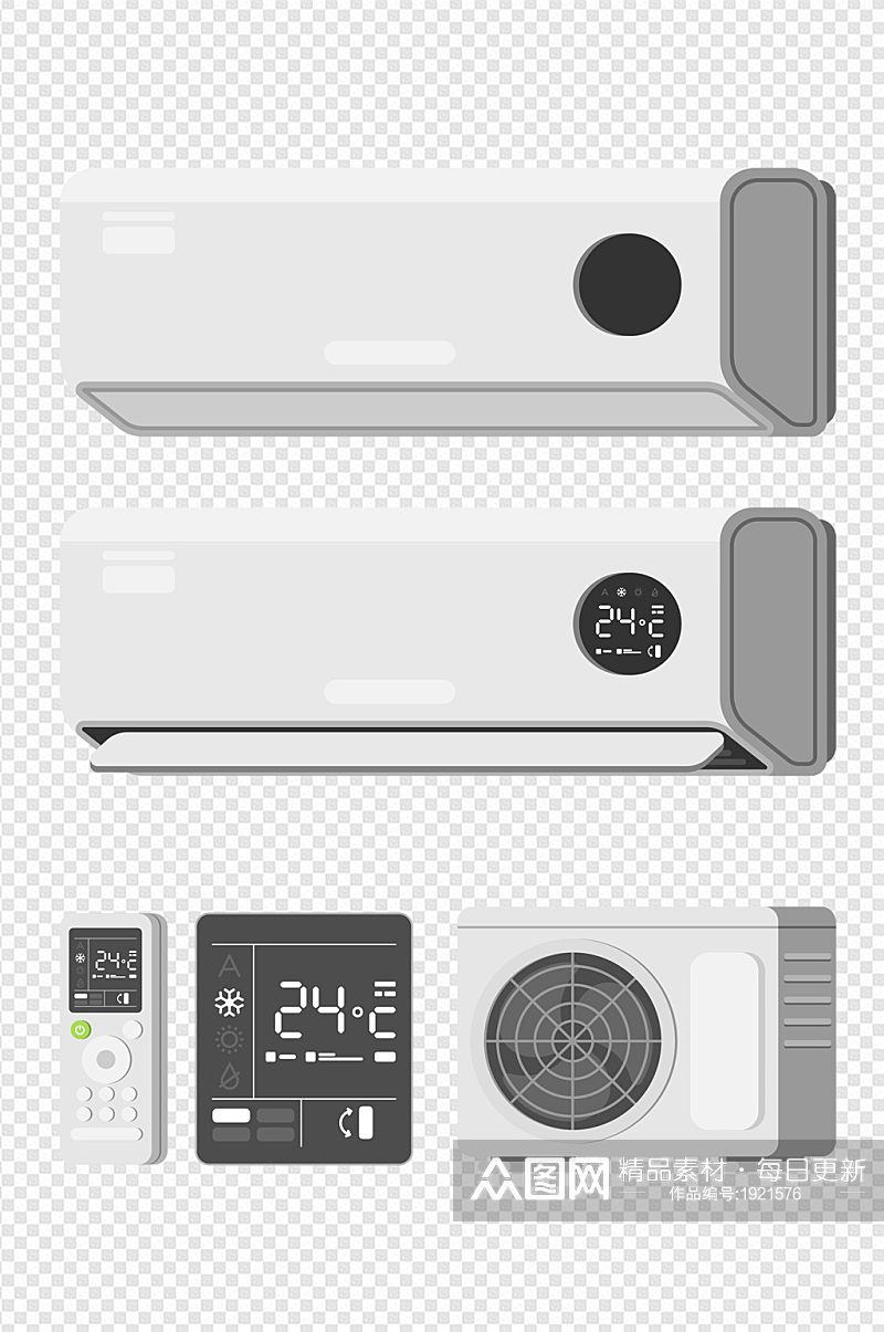 空调壁挂空调遥控器温度夏天空调外机温度素材