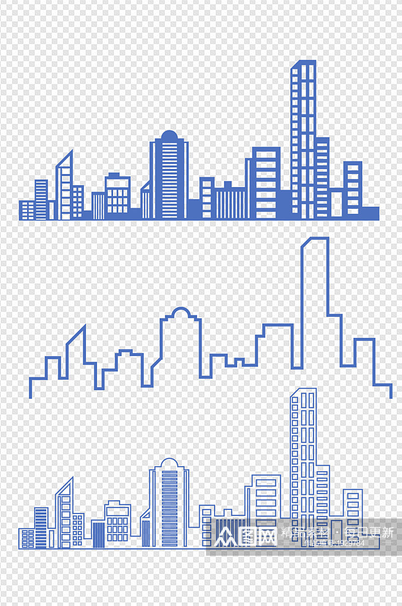 简约商务地产城市建筑高楼大厦线稿剪影素材