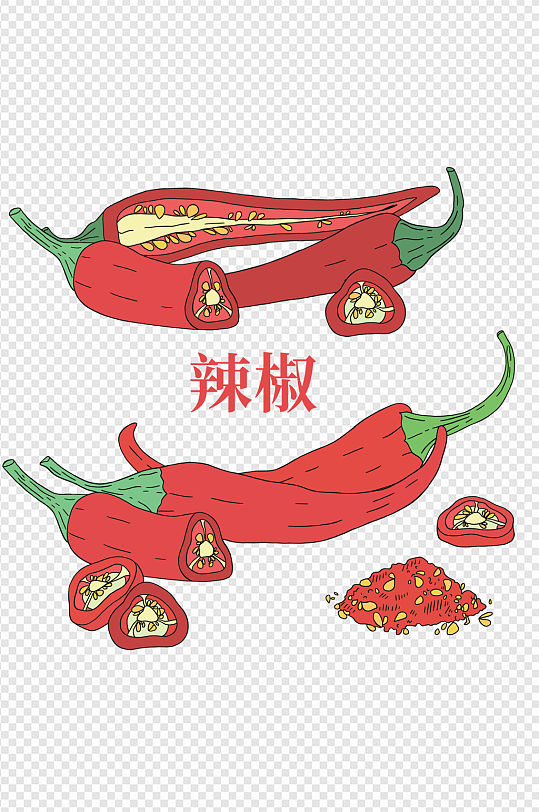 手绘卡通调料植物麻辣辣椒调味品美食