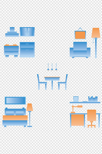 面性蓝色家具图标简约常用图标
