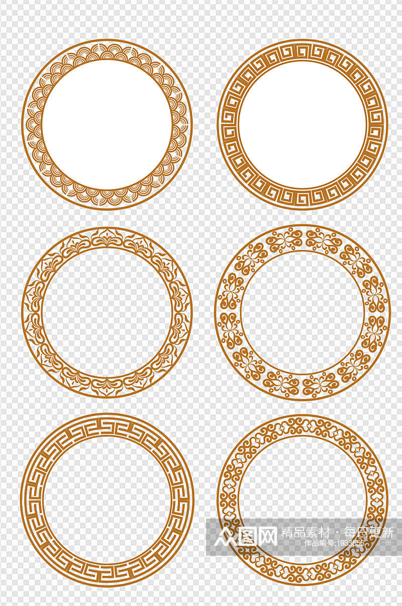中国风传统古典圆形边框窗框文化墙文本框素材