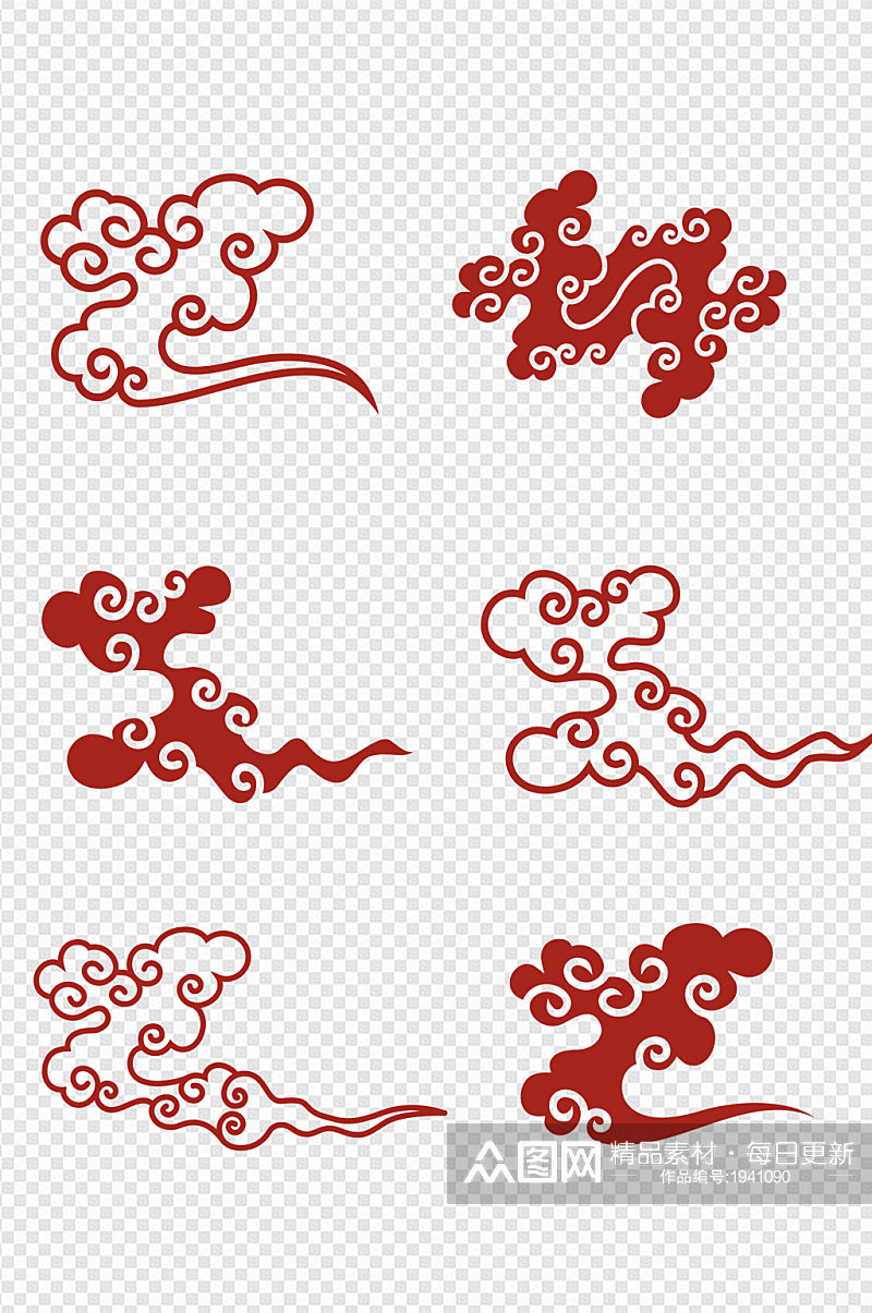 中国风古典祥云中式云纹花纹装饰图案素材