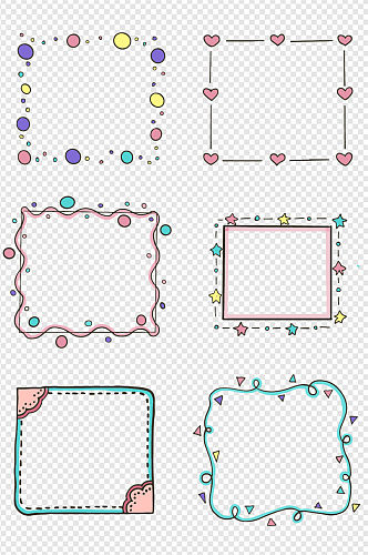 手绘可爱卡通边框标题文本框内容框
