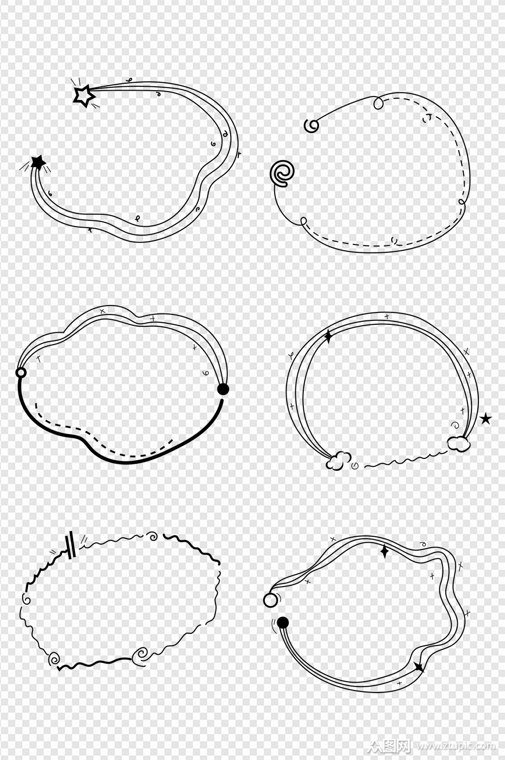 手绘线条装饰边框标题框文本框内容框