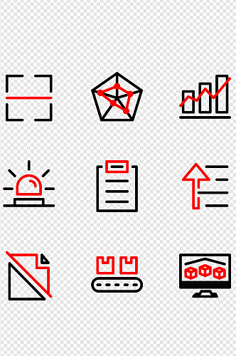 双色图标数据分析线稿元素