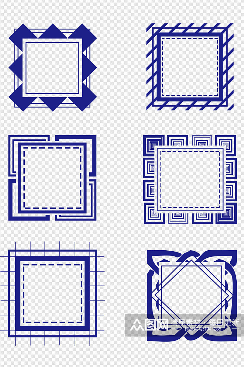 蓝色方框线框图线条标题栏纹理边框装饰素材素材